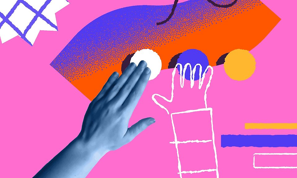 Abstrakt illustration med två händer